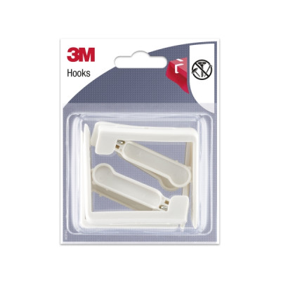 3M Pack de 4 Ganchos para Mantel - Cierre Tipo Pinza - Color Blanco