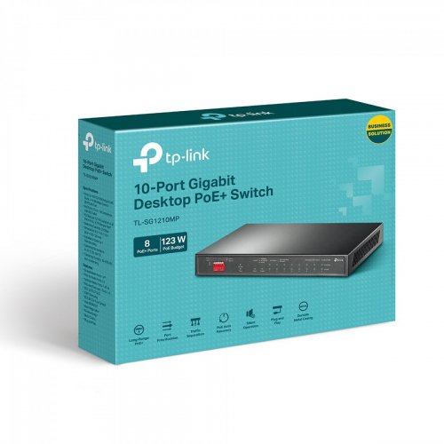 TP-Link - TL-SG1210MP switch No administrado Gigabit Ethernet PoE Negro