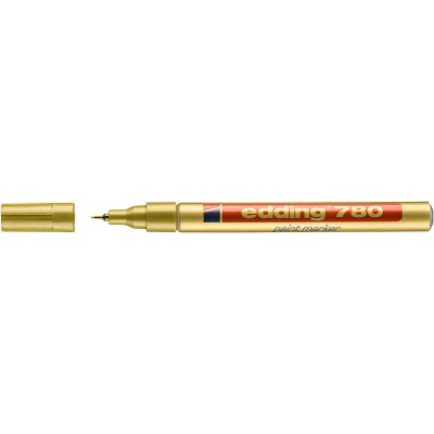 Edding 780 Rotulador Permanente de Tinta Opaca - Punta Redonda - Trazo 0.8mm - Puntas de Recambio Disponibles - Secado Rapido - Color Oro