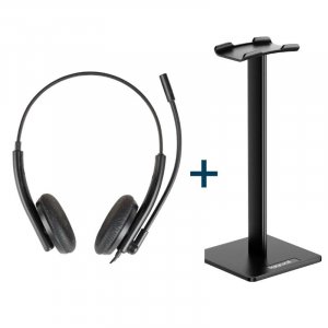 Kit auriculares + soporte Iggual ENC3030 + soporte SA22, negro