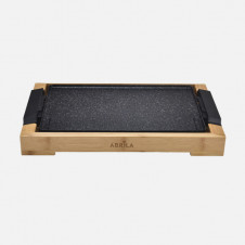 Plancha De Asar Elct.ozuki 2000w Negro/bambu Sup.ceramica,termost.reg.facil Limpiar 6,5x52,5x28,5cm