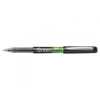 Pilot Boligrafo de Tinta Liquida Greenball - Recargable - Fabricado con Plastico Reciclado - Punta Media 0.7mm - Trazo 0.35mm - Color Negro