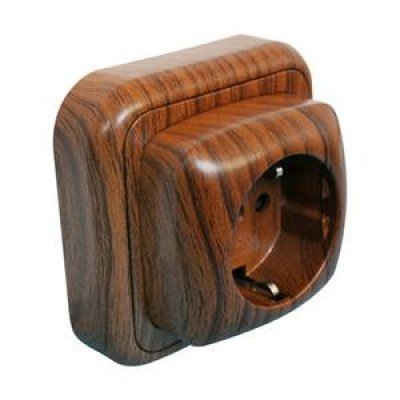 Base Enchufe Schuko Superficie 16A MADERA