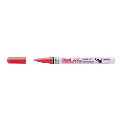 Pentel Paint Marker Marcador de Pintura - Punta Fina 2.9mm - Permanente en todas las Superficies - Resistente a Luz y Agua - Cuerpo de Aluminio - Color Rojo Perla