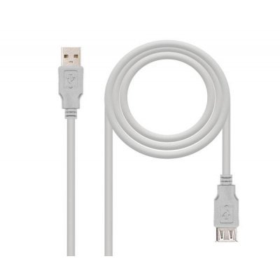 Cable Alargador USB 2.0 Nanocable 10.01.0204/ USB Macho - USB Hembra/ 3m/ Beige