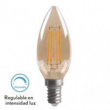 Bombilla Filamento Vela 10x3,5d 4w Regulable E14 330lm Ambar 2700k