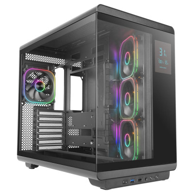Caja ordenador mars gaming mc - revpro atx argb lcd 4.3 pulgadas cristal templado negra