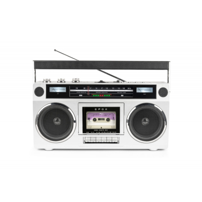 Bigben Blaster Radio Cassette Portatil Retro - Radio FM - Potencia Musical 15W - Bluetooth - Alimentacion de Corriente y Pilas