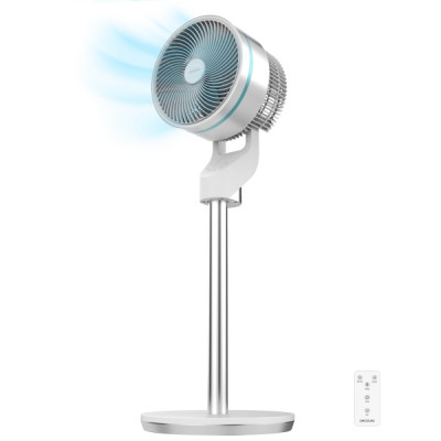 Cecotec EnergySilence 1000 Cyclone Smart Ventilador de Pie - 60W - Diametro 9 - 3 Velocidades - Temporizador - Control Tactil y Remoto - Oscilacion Automatica - Inclinacion Ajustable - Color Blanco