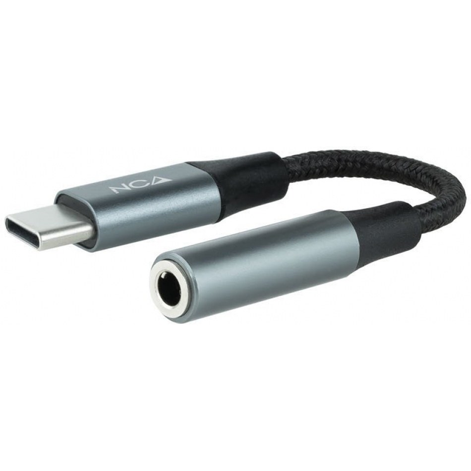 Adaptador USB-C a JACK 3.5 GRIS/NEGRO Cable 11cm NANOCABLE