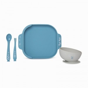 Set Vajilla Tuc Tuc Silicona Antideslizante Azul