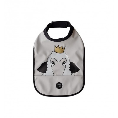 Babero Baby Livia de Cuello Alto Gris Arena Oveja