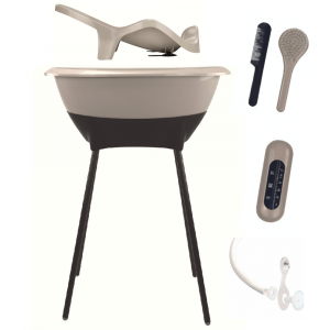 Set02 LUMA: bañera y asiento baño Light Beige/patas Grey