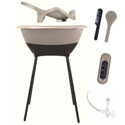 Set02 LUMA: bañera y asiento baño Light Beige/patas Grey