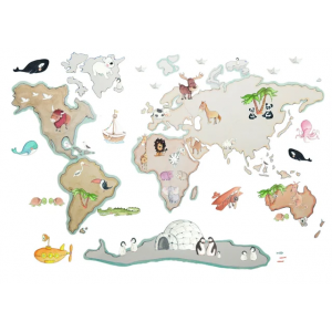 Vinilo World Map XL Animals