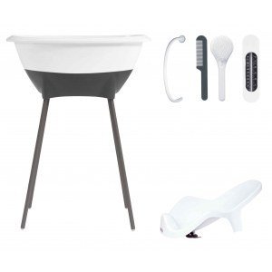Set LUMA: bañera, asiento baño, patas, desagüe, termómetro, peine y cepillo