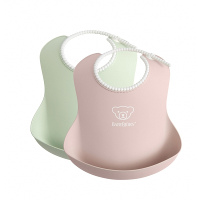 Pack Baberos BabyBjörn, 2 unidades Color: Verde Pastel/Rosa Pastel, Tamaño: Babero Pack de 2 unidades