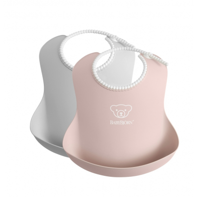 Pack Baberos BabyBjörn, 2 unidades Color: Gris/Rosa Pastel