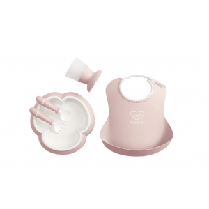 Vajilla con babero BabyBjörn, 5 piezas Color: Rosa Pastel
