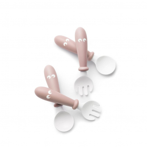 Pack Cuchara y Tenedor BabyBjörn, 4 piezas Color: Rosa Pastel