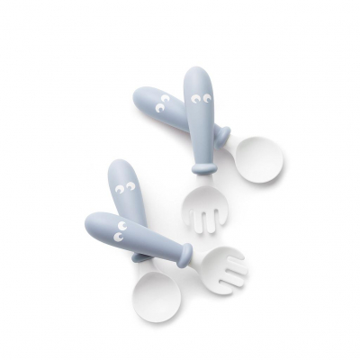 Pack Cuchara y Tenedor BabyBjörn, 4 piezas Color: Azul Pastel