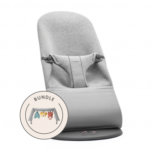 Pack de Hamaca Bliss BabyBjörn Material: Tejido 3D Jersey, Color: Cris Claro, Tamaño: Pack con Juguete Amigos Suaves