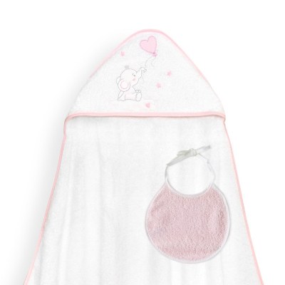 Capa de Baño Interbaby Elefante Globo Corazón + Babero 1X1 Rosa