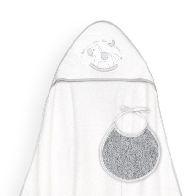 Capa de Baño Interbaby Caballito + Babero 1X1 Blanco Gris