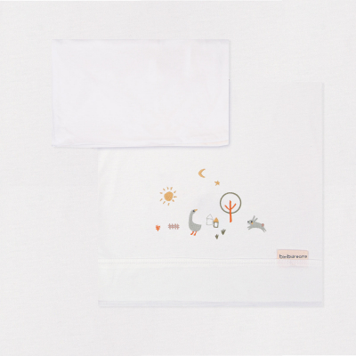 Sábana Cuna  Punto Algodón de Cuna 120X60 Bimbidreams Granja Teja