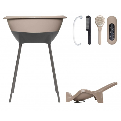 Set02 LUMA: bañera y asiento baño Dessert Taupe/patas Dark