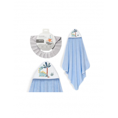 Capa de Baño Interbaby Dinosaurio Azul + Gorrito de Baño