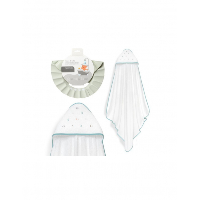 Capa de Baño Interbaby Estrella Luna Blanco Verde + Gorrito de Baño