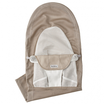 Asiento de Tela para Hamaca Balance Soft BabyBjörn Material: Tejido Mesh, Color: Gris Arena/Blanco, Gama: Balance