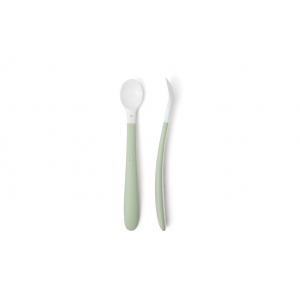 Pack Cuchara de dar de comer BabyBjörn, 2 piezas Color: Verde Pastel