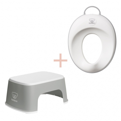 Pack Reductor WC y Banquillo Estable BabyBjörn Color: Gris/Blanco