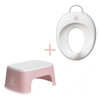 Pack Reductor WC y Banquillo Estable BabyBjörn Color: Rosa/Blanco