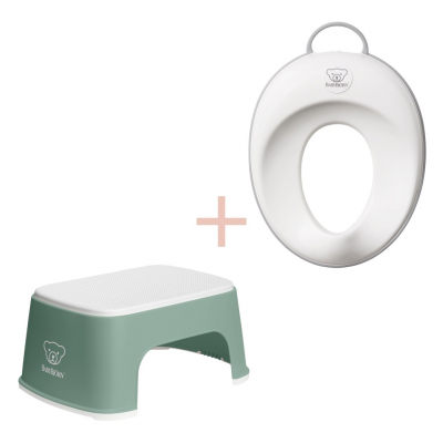 Pack Reductor WC y Banquillo Estable BabyBjörn Color: Verde/Blanco