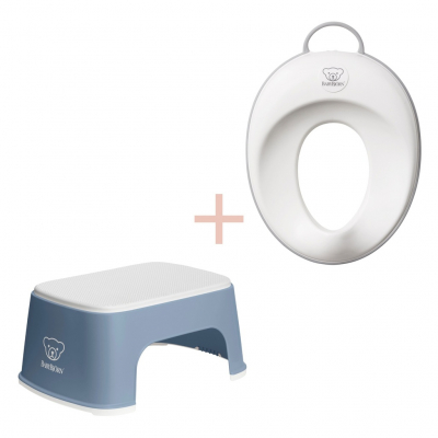 Pack Reductor WC y Banquillo Estable BabyBjörn Color: Azul/Blanco
