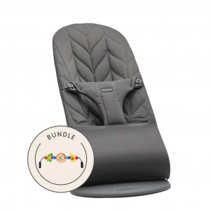 Pack de Hamaca Bliss BabyBjörn Material: Tejido Woven / Acolchado Pétalo, Color: Antracita, Tamaño: Pack con Juguete Ojitos Traviesos