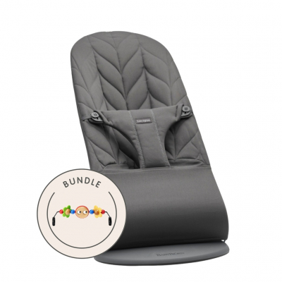 Pack de Hamaca Bliss BabyBjörn Material: Tejido Woven / Acolchado Pétalo, Color: Antracita, Tamaño: Pack con Juguete Ojitos Traviesos
