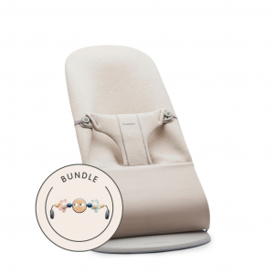 Pack de Hamaca Bliss BabyBjörn Material: Tejido 3D Jersey, Color: Beige Claro, Tamaño: Pack con Juguete Ojitos Traviesos Pastel