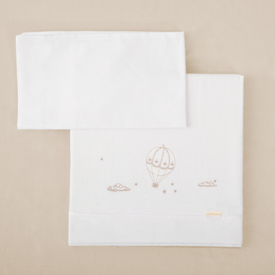 Sábana de Cuna de Punto Algodón 120 x 60 Bimbidreams Noe Blanco Lino