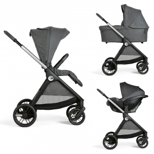 Carrito Trio Bellagio con capazo Flexi y Kory Plus Black Satin