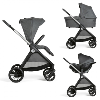 Carrito Trio Bellagio con capazo Flexi y Kory Plus Black Satin