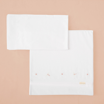 Sábana de Minicuna de Punto Algodón 50 x 80 Bimbidreams Dafne Blanco Rosa