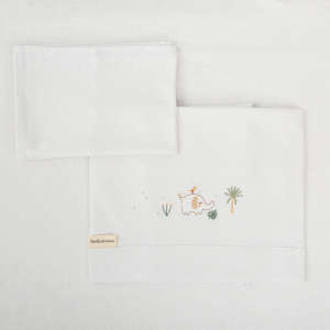 Sábana de Minicuna de Punto Algodón 50 x 80 Bimbidreams Palm Blamco Verde
