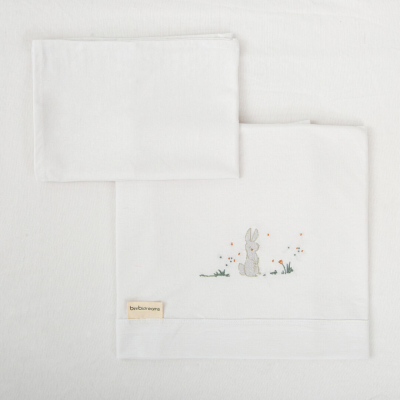 Sábana de Cuna de Punto Algodón 60 x 120 Bimbidreams Campo Blanco Lino