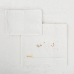 Sábana de Cuna de Punto Algodón 60 x 120 Bimbidreams Orbit Blanco Azul