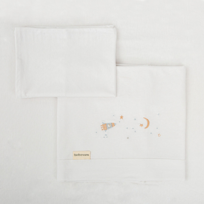 Sábana de Cuna de Punto Algodón 60 x 120 Bimbidreams Orbit Blanco Azul