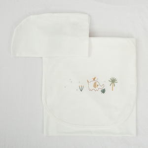 Sábana de Capazo de Punto Algodón 40 x 80 Bimbidreams Palm Blanco Verde